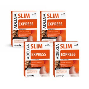 Pack Adelgaslim Express Dietmed Leve 4 Pague 3, com quatro embalagens de 60 cápsulas.