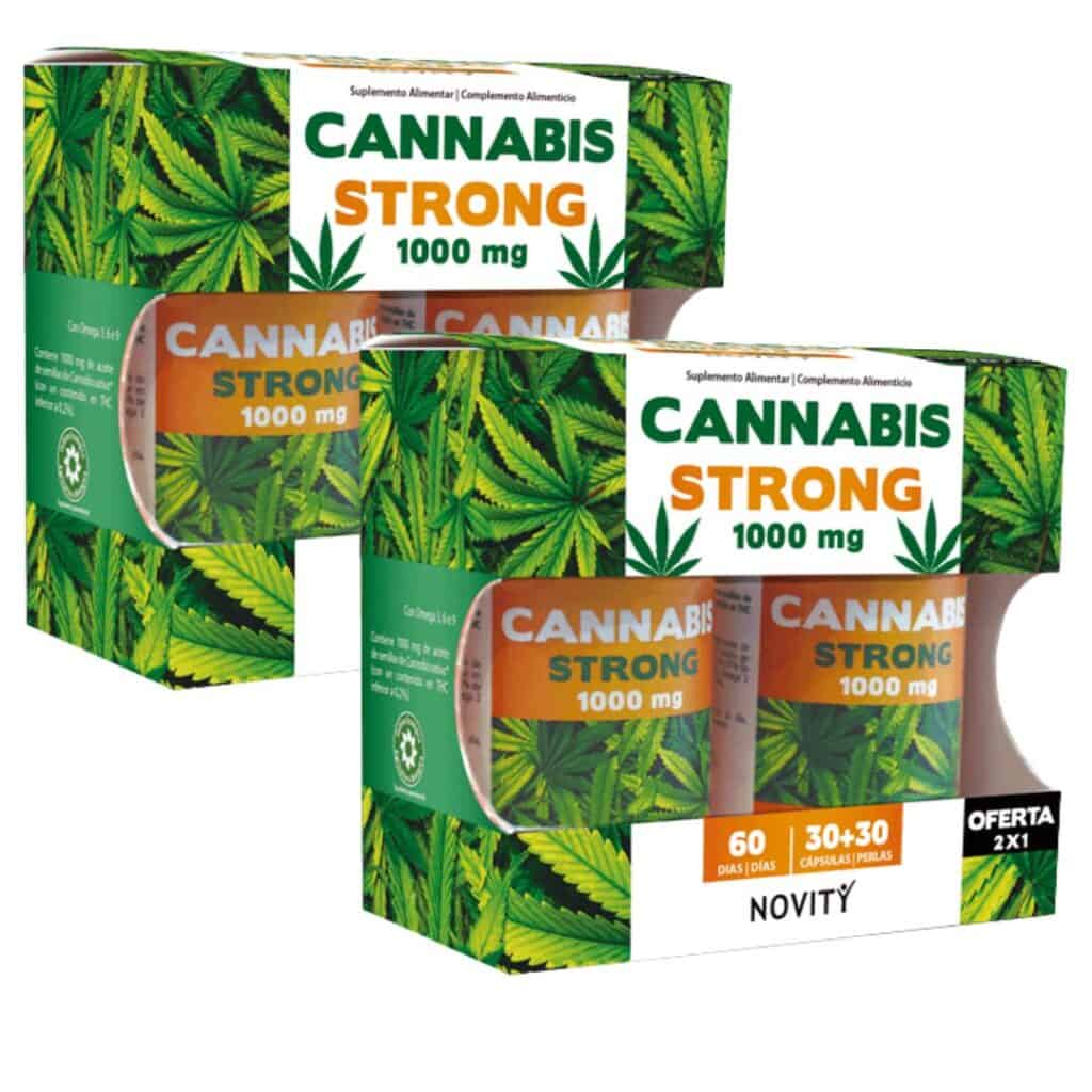 Strong Hash Cannabis Strong 1000 mg Pack 2 x 60 Cápsulas Novity - Peixe Verde