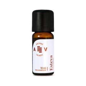 Frasco de 10 ml de óleo essencial de esteva da marca Aromas do Valado, um produto 100% puro e natural, ideal para aromaterapia e bem-estar.