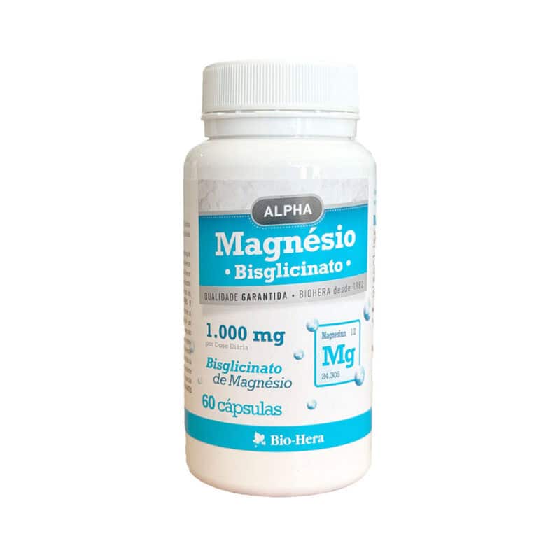 Frasco de Magnésio Bisglicinato 60 Cápsulas Biohera – Suplemento para redução da fadiga e saúde muscular