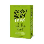 Caixa do suplemento alimentar Go Go Slim Detox da Farmodiética, com 60 comprimidos, destacando ingredientes como Garcinia Cambogia, Guaraná, Gengibre, Espirulina e Clorela. Design verde com ilustração de contorno corporal para enfatizar os benefícios detox e de emagrecimento.