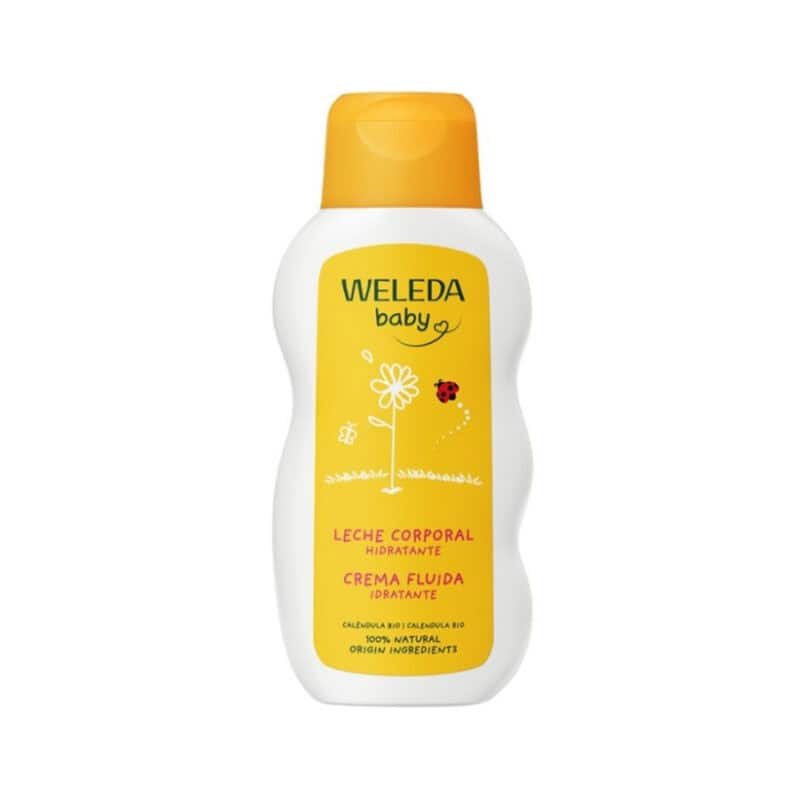 Leite Corporal Bebé de Calêndula 200ml Weleda para hidratação e cuidado da pele delicada do bebé.