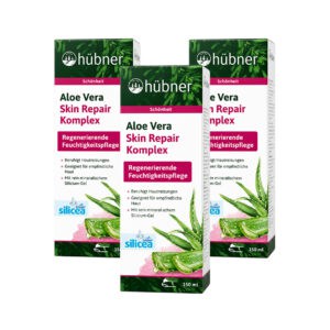 Pack de 3 Aloe Vera Body Repair Gel 150ml Hübner, gel corporal com aloe vera para hidratar, refrescar e suavizar a pele sensibilizada.