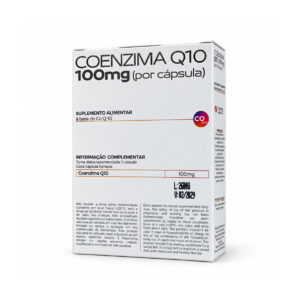 Coenzima Q10 100 mg Sovex, suplemento alimentar em embalagem de 30 cápsulas.