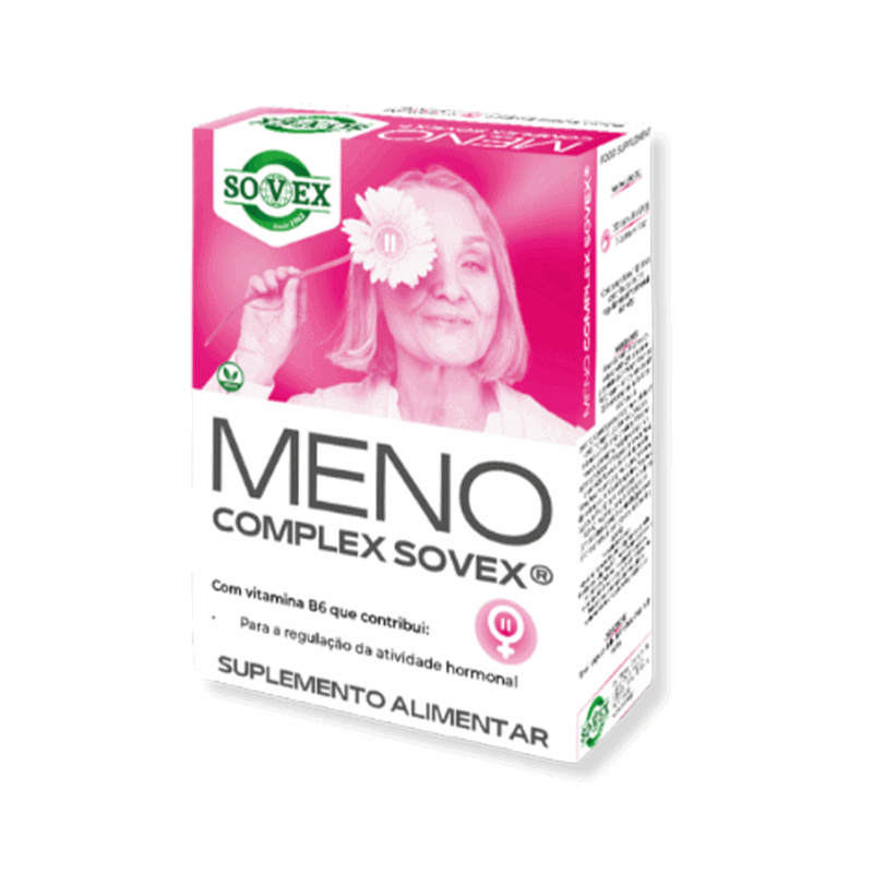 O Meno Complex Sovex® é constituído por diferentes ingredientes que funcionam em sinergia com o objetivo de abordar a saúde da mulher como um todo. Contem vitamina B6 que contribui para a regulação da atividade hormonal.