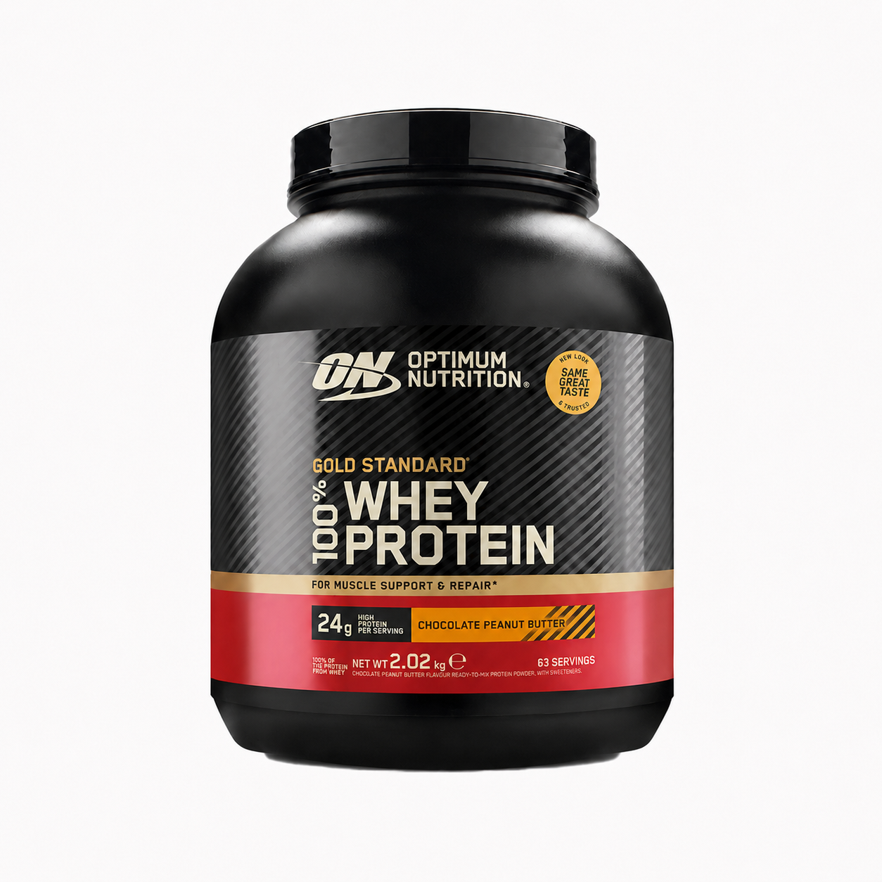 Gold Standard 100% Whey Chocolate e Manteiga de Amendoim 2.02kg Optimum Nutrition, proteína whey em pó para apoio ao crescimento e recuperação muscular.