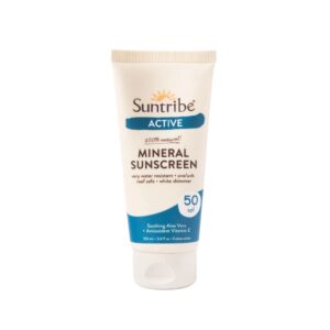 Protetor solar mineral natural FPS 50 Suntribe 100ml para rosto e corpo com alta proteção UVA e UVB