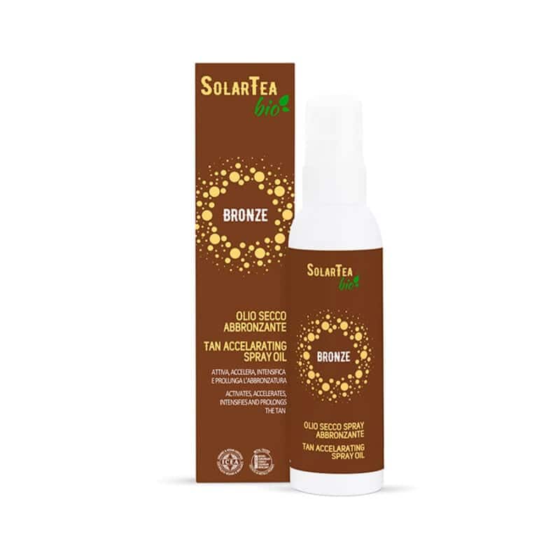 Frasco de Óleo Acelerador de Bronzeado em Spray 100ml Bema Solar Tea – bronzeamento em spray rápido, intenso e prolongado, com ação hidratante e restauradora.