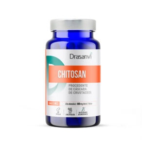 Chitosan Nutrabasics Drasanvi, suplemento alimentar à base de quitosano em embalagem de 60 cápsulas.
