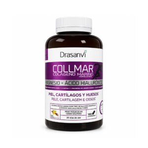 Collmar Sabor Baunilha 180 Comprimidos Mastigáveis Drasanvi, suplemento com colagénio marinho hidrolisado, magnésio, cálcio, vitamina C e ácido hialurónico.