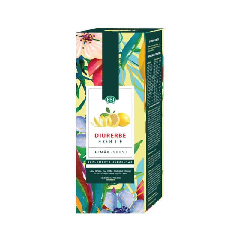 Suplemento drenante Diurerbe Forte 500ml ESI com extratos vegetais, ideal para eliminar líquidos e favorecer a depuração do organismo.