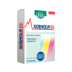 Frasco do Normolip 5 com 30 cápsulas da ESI, suplemento para controle do colesterol e saúde cardiovascular.