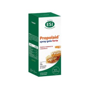 Propolaid PropolGola Forte Spray 20ml ESI, suplemento alimentar em spray com própolis e óleo essencial de hortelã-pimenta para o bem-estar da garganta e das vias respiratórias superiores.