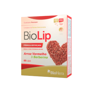 Suplemento alimentar BioLip da BioHera em frasco com 60 cápsulas, formulado para apoiar o metabolismo e o controlo de peso.