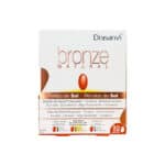 Frasco do suplemento Bronze Natural Drasanvi com 30 cápsulas, desenvolvido para preparar a pele para o bronzeado e manter a cor por mais tempo.