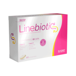 Suplemento Triestop Linebiotic Eladiet 60 comprimidos com probióticos para o controlo de peso e equilíbrio intestinal.