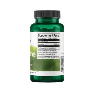 Frasco da Berberina 400mg com 60 cápsulas da Swanson, suplemento natural para suporte metabólico e equilíbrio do açúcar no sangue.