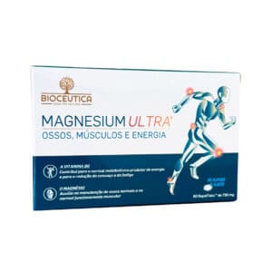 Embalagem de Magnesium Ultra Bioceutica com 60 Rapidtabs, suplemento de magnésio de rápida absorção para suporte muscular, nervoso e redução do cansaço.