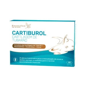 Embalagem de Cartiburol Cartilagem, contém 60 capsulas e contribui para o conforto osteoarticular, ajuda a mitigar as dores e ajuda a prevenir a perda de massa óssea