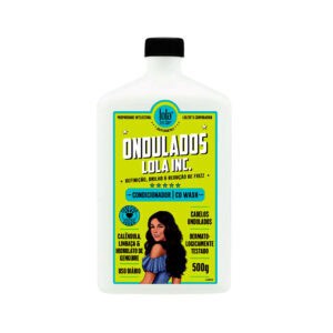 Condicionador Lola Inc. para cabelos ondulados, frasco de 500ml com design colorido da marca Lola Cosmetics.