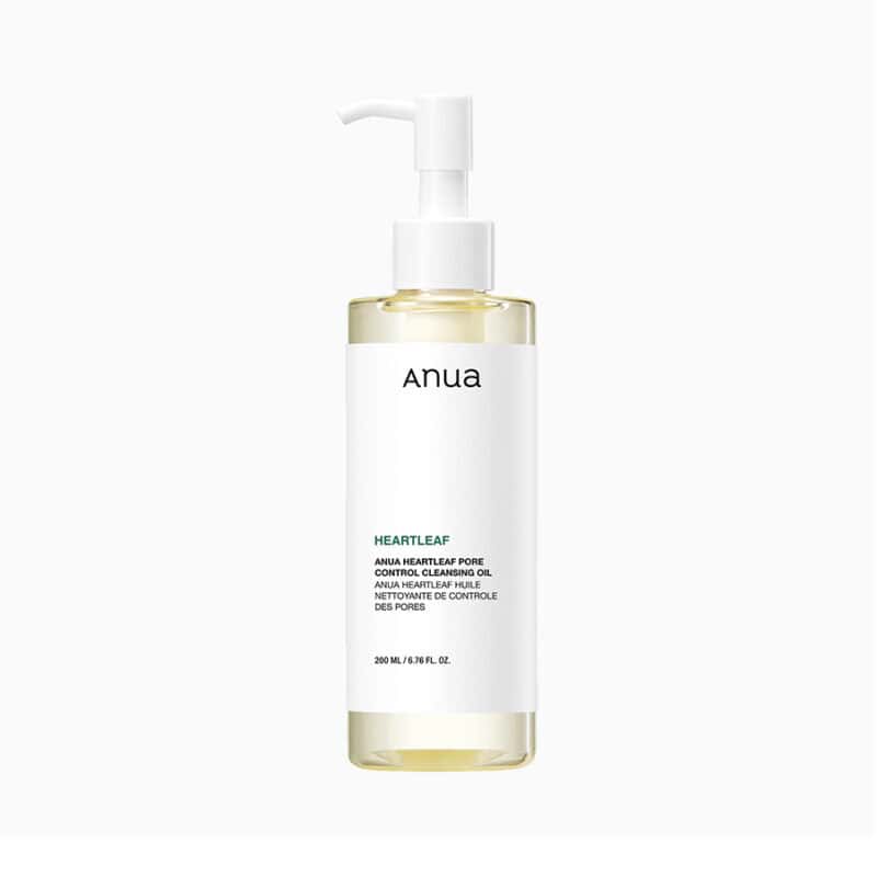 Heartleaf Pore Control Óleo de Limpeza 200ml Anua, óleo facial com heartleaf para remover maquilhagem, protetor solar, sebo e impurezas dos poros.