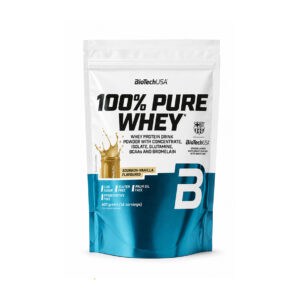 100% Pure Whey Baunilha Bourbon 400gr BioTechUSA em embalagem de proteína de soro de leite em pó.