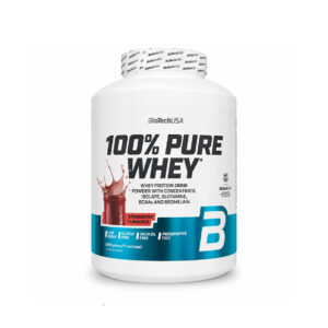 100% Pure Whey Morango 2000gr BioTechUSA em embalagem de proteína de soro de leite em pó.