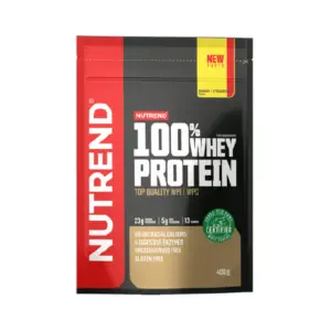 100% Whey Protein 400g Banana e Morango Nutrend é um suplemento proteico composto por concentrado e isolado de proteína de soro de leite, obtidos por microfiltração de fluxo cruzado.