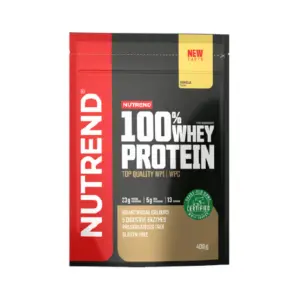 100% Whey Protein 400g Baunilha Nutrend é um suplemento proteico com concentrado (WPC) e isolado (WPI) de soro de leite, obtido por microfiltração de fluxo cruzado (CFM).