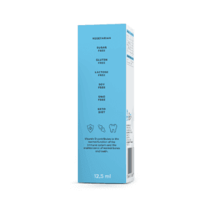 Suplemento alimentar em spray oral contendo 4000 UI de vitamina D3 natural dissolvida em óleo MCT de coco. Contribui para o normal funcionamento do sistema imunitário, manutenção de ossos e dentes saudáveis, e absorção de cálcio.