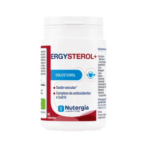 "Frasco do ErgySterol + com 90 cápsulas da Nutergia, suplemento para equilíbrio hormonal e bem-estar.