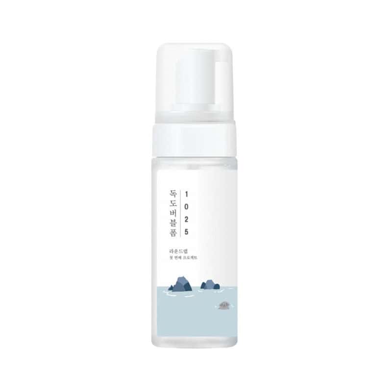 Frasco da 1025 Dokdo Espuma Facial de Limpeza 150ml da Round Lab, limpador suave e hidratante para todos os tipos de pele.