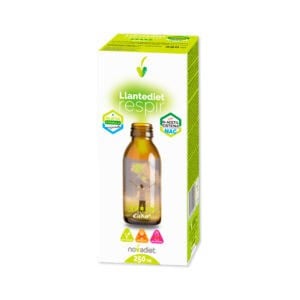 Frasco de Llantediet Respir + NAC 250ml da NovaDiet, xarope natural para suporte respiratório.