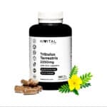 Frasco de 180 cápsulas de Tribulus Terrestris 2250mg da marca Hivital, suplemento natural para aumentar a energia, força e melhorar o desempenho físico.