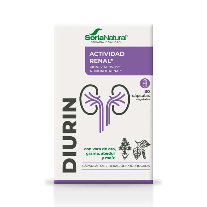 Frasco do C-10 Diurin com 30 cápsulas da Soria Natural, suplemento natural para suporte renal e eliminação de líquidos