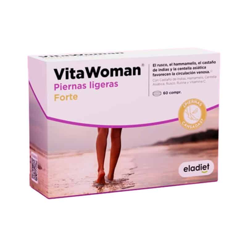 Suplemento alimentar Vita Woman Pernas Ligeiras Forte 60 comprimidos Eladiet para alívio e bem-estar das pernas cansadas.