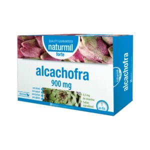 Embalagem de Alcachofra 900mg com 20 ampolas da Naturmil, suplemento líquido para apoio digestivo e hepático.