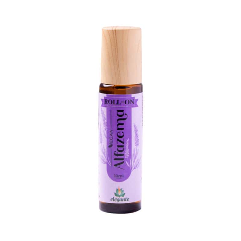 Frasco do Roll-On Alfazema 10ml da Elegante F. J. Campos, óleo essencial calmante com fragrância floral em formato prático