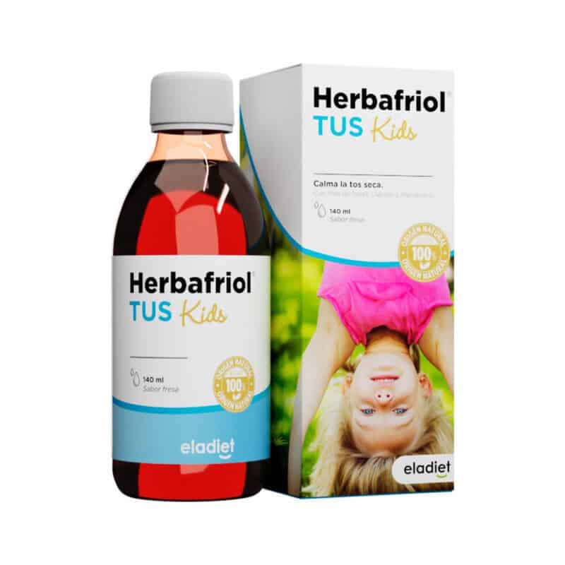 Frasco do Herbafriol TUS Kids 140ml da Eladiet, xarope infantil natural para tosse e alívio respiratório.