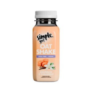 Embalagem do Simple Go Oat Shake 50g da Simple Foods, batido de aveia com sabor a baunilha e caramelo para uma refeição prática e nutritiva.
