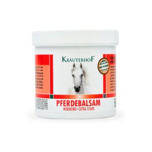 Frasco do Pferde Bálsamo do Cavalo Efeito Quente Extra Forte 250ml da Kräuterhof, bálsamo com ação intensa para músculos e articulações.