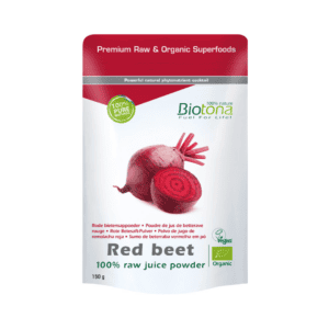 Saco de Beterraba Vermelha 100% Raw Juice em pó da Biotona com 150g, suplemento natural energizante