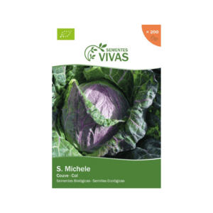 Sementes de Couve S. Michele em embalagem de 1g da marca Sementes Vivas, ideal para cultivo biológico.
