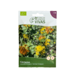 Sementes de cártamo 1g da marca Sementes Vivas em embalagem sustentável, ideais para cultivo orgânico.