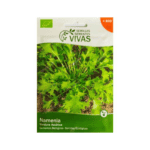 Embalagem de 2g de sementes biológicas da verdura asiática Namenia da marca Sementes Vivas, ideal para cultivo em hortas caseiras.