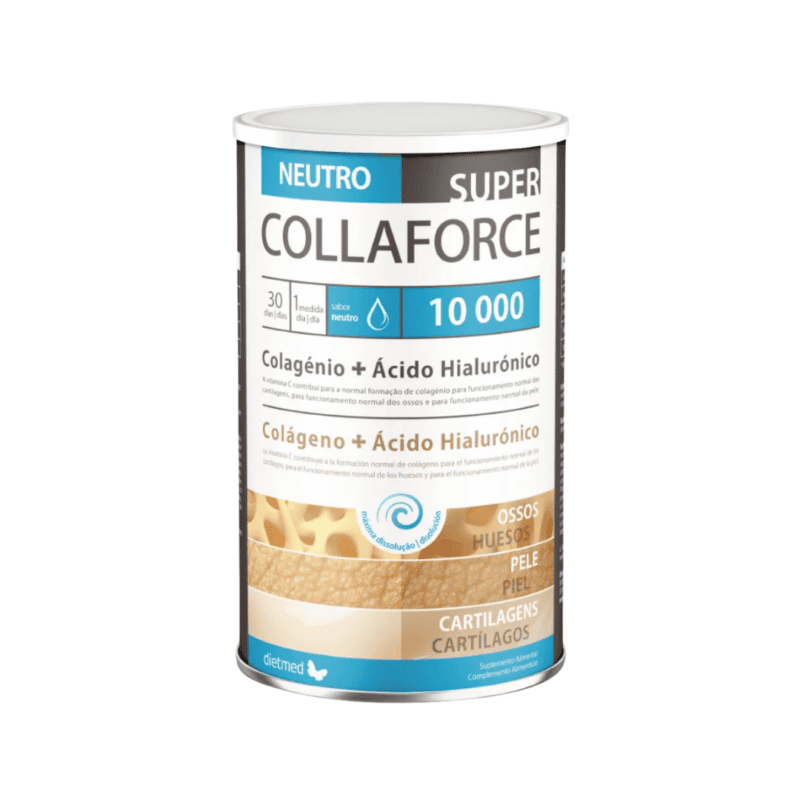 Suplemento Dietmed Super Collaforce 10000mg sabor neutro em lata de 360g para saúde das articulações, pele, cabelos e unhas.