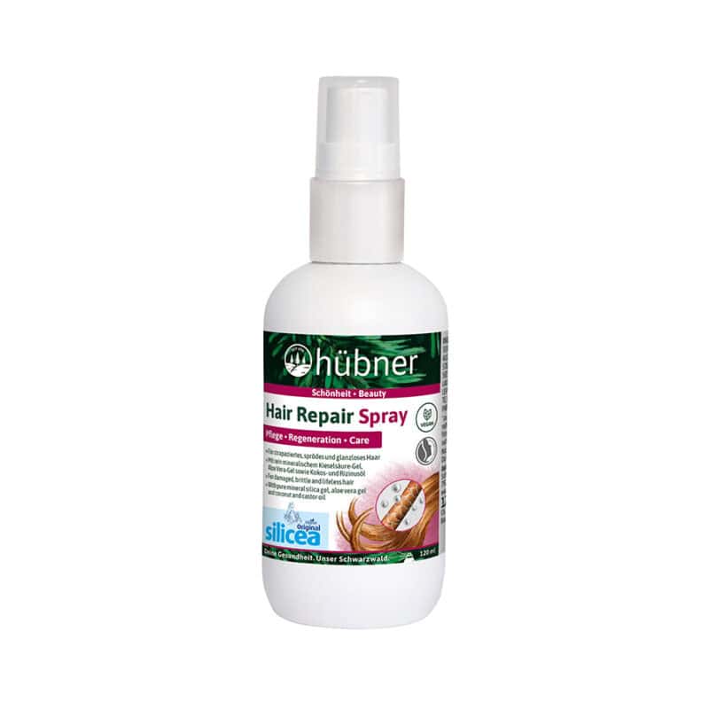 Silicea Original Hair Repair Spray Hubner 120ml, spray reparador capilar com silício para fortalecer e suavizar o cabelo.