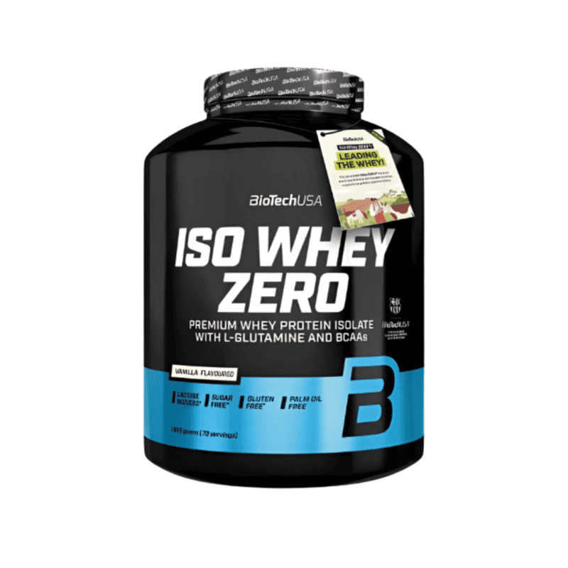 Embalagem de Iso Whey Zero 1816g sabor baunilha Biotech USA, proteína isolada de soro de leite sem açúcar e sem glúten.
