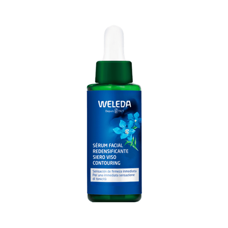 Sérum facial redensificante Weleda 30ml com genciana azul e edelweiss para regenerar e firmar a pele madura