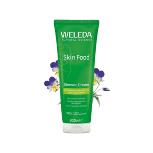 Gel de duche cremoso Skin Food Weleda 200ml com fórmula nutritiva e hidratante para pele seca.